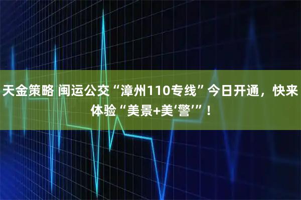 天金策略 闽运公交“漳州110专线”今日开通，快来体验“美景+美‘警’”！